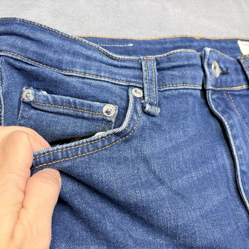 rag & bone Jeans Womens Size 31 Nina High Rise Ankle Skinny Blue Raw Hem Stretch - Picture 4 of 12